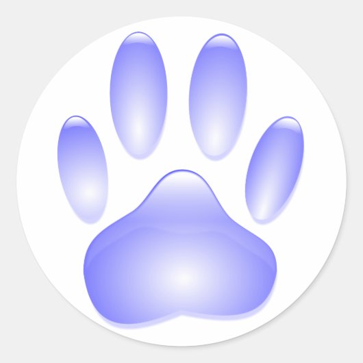 Glass Dog Paw Print Ronde Sticker (Voorkant)