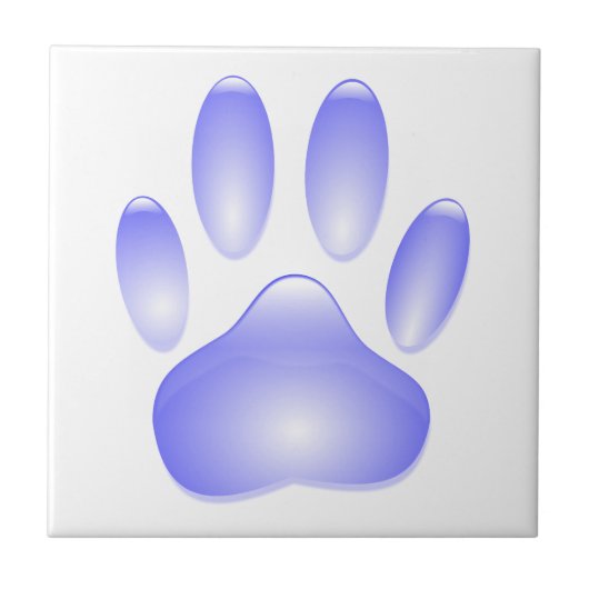 Glass Dog Paw Print Tegeltje (Voorkant)