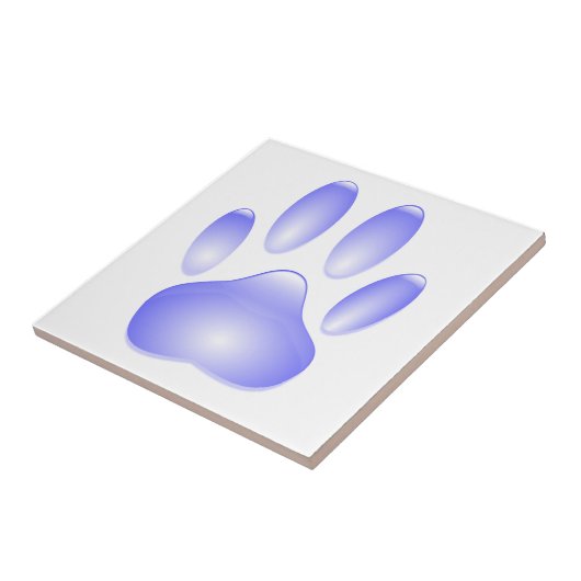 Glass Dog Paw Print Tegeltje (Zijkant)