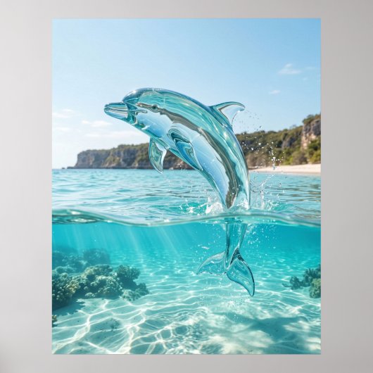 Glass Dolphin Azure Leap Poster (Voorkant)