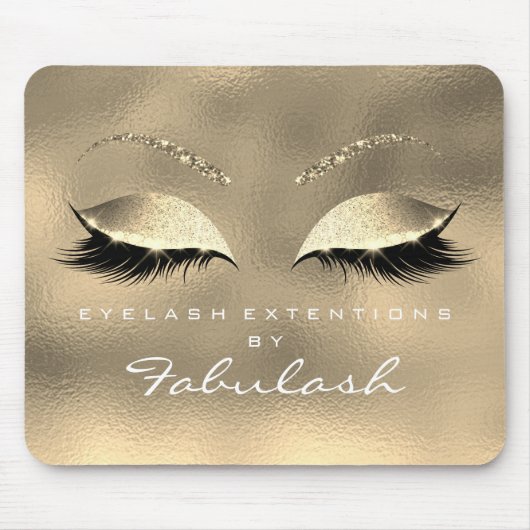 Glass Gold Glitter Branding Beauty Lashes White Muismat (Voorkant)