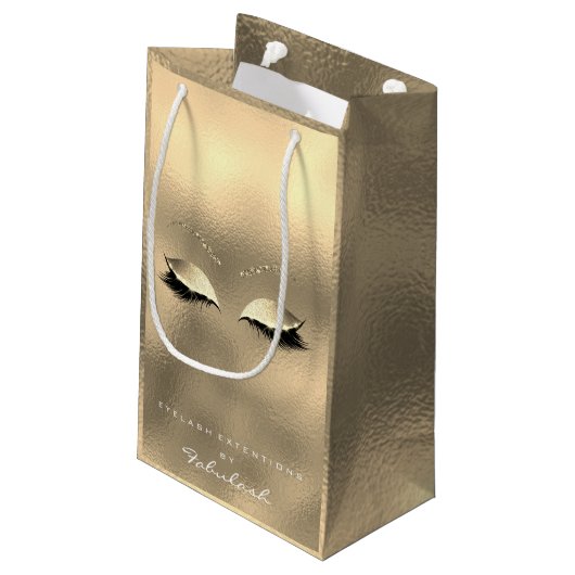 Glass Gold Glitter Makeup Lashes Beauty White Klein Cadeauzakje (Achterkant Gekanteld)