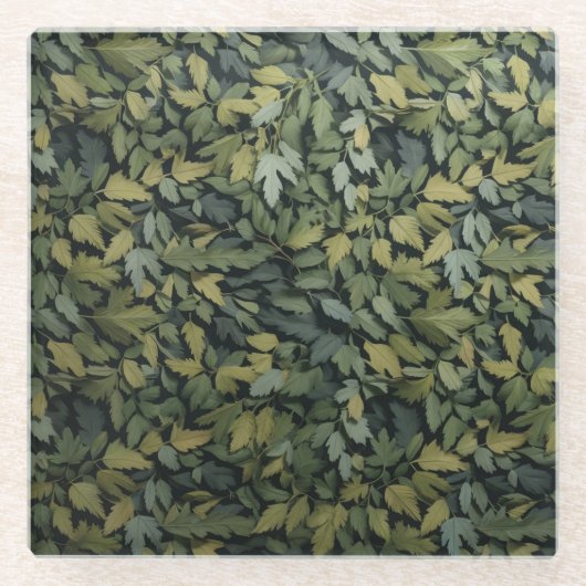 Glass Green Leafy Drink Onderzetter Glazen Onderzetter (Voorkant)