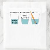 Glass Half Full Funny Meme Rechthoekige Sticker (Tas)