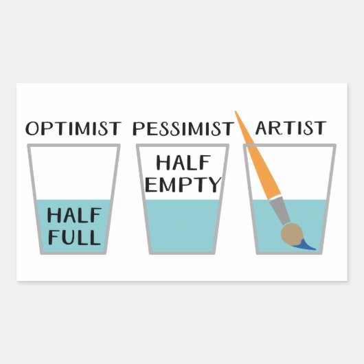 Glass Half Full Funny Meme Rechthoekige Sticker (Voorkant)