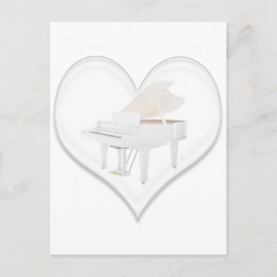 Glass Heart White Grand Piano Briefkaart