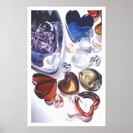 Glass Hearts Love Waterverf Poster (Voorkant)