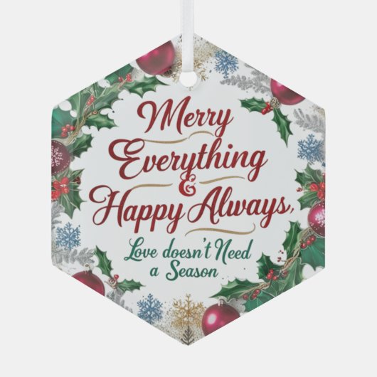 Glass Hexagon Ornament – Elegant Modern Christmas  (Voorkant)