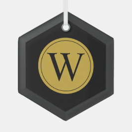 Glass Hexagon Ornament met gepersonaliseerd monogr