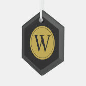 Glass Hexagon Ornament met gepersonaliseerd monogr (Voorkant links)
