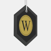 Glass Hexagon Ornament met gepersonaliseerd monogr (Voorkant Rechts)