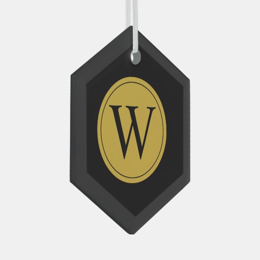 Glass Hexagon Ornament met gepersonaliseerd monogr (Voorkant Rechts)