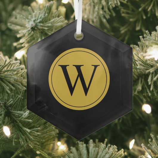 Glass Hexagon Ornament met gepersonaliseerd monogr (Insitu)