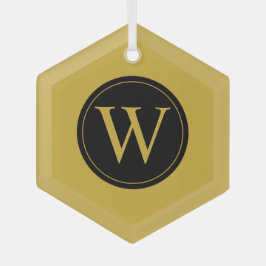 Glass Hexagon Ornament met gepersonaliseerd monogr