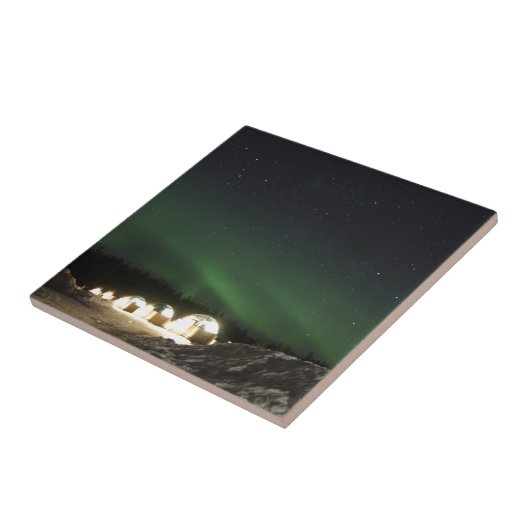 Glass Igloo onder noorderlicht Tegeltje (Zijkant)