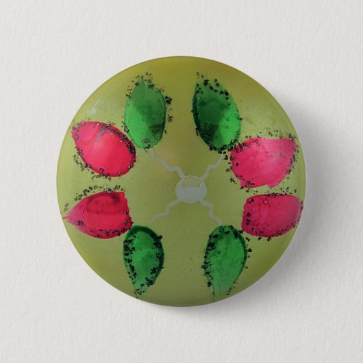 Glass kerstbal Green Cadeau Decoration Ronde Button 5,7 Cm (Voorkant)