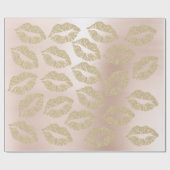 Glass Kiss Lips Makeup Blush Champagne Gold Pink Cadeaupapier (Vlak)