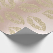 Glass Kiss Lips Makeup Blush Champagne Gold Pink Cadeaupapier (Hoek)