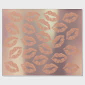 Glass Kiss Lips Makeup Blush Copper Pin Gold Metal Cadeaupapier (Vlak)