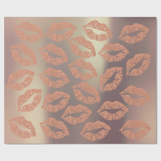 Glass Kiss Lips Makeup Blush Copper Pin Gold Metal Cadeaupapier (Vlak)