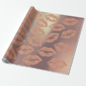 Glass Kiss Lips Makeup Blush Copper Pin Gold Metal Cadeaupapier (Uitgerold)