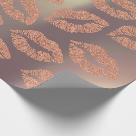 Glass Kiss Lips Makeup Blush Copper Pin Gold Metal Cadeaupapier (Hoek)