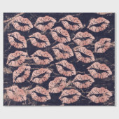 Glass Kiss Lips Makeup Blush Pink Rose Gold Marble Cadeaupapier (Vlak)