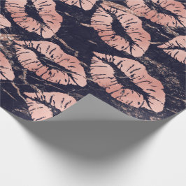 Glass Kiss Lips Makeup Blush Pink Rose Gold Marble Cadeaupapier