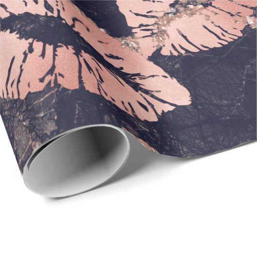 Glass Kiss Lips Makeup Blush Pink Rose Gold Marble Cadeaupapier (Rol Hoek)