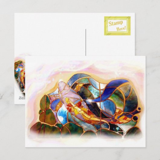 Glass Koi Fish Japanese Art Design Briefkaart (Voorkant / Achterkant)
