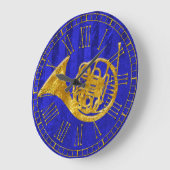 Glass look Gold French Horn Grote Klok (Hoek)