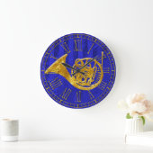 Glass look Gold French Horn Grote Klok (Huis)