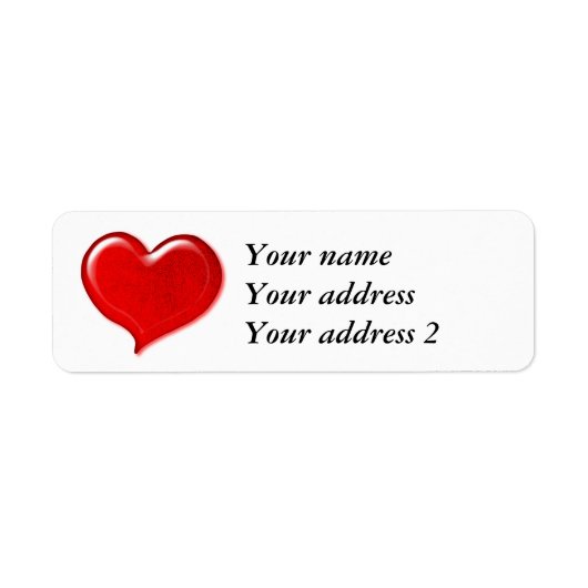 Glass Love Heart Design - Rood Etiket (Voorkant)