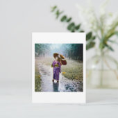 Glass Magic Lantern Slide A JAPANESE MEISJE IN RAI Briefkaart (Staand voorkant)