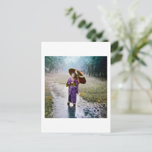 Glass Magic Lantern Slide A JAPANESE MEISJE IN RAI Briefkaart (Staand voorkant)