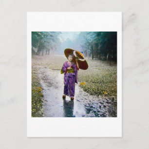 Glass Magic Lantern Slide A JAPANESE MEISJE IN RAI Briefkaart