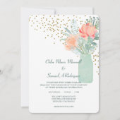 Glass Mason Jar Floral Wedding Kaart (Voorkant)