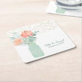 Glass Mason Jar Wedding Frosted Kartonnen Onderzetters (Schuin)