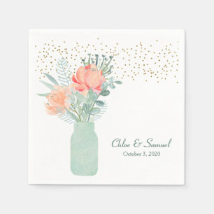 Glass Mason Jar Wedding Frosted Servetten