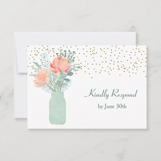 Glass Mason Jar Wedding RSVP (Voorkant)