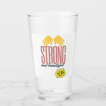 Glass met text/glas met rode en zwarte tekst