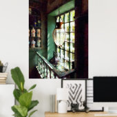 Glass Mortar en Pestle op Windows sill Poster (Thuiskantoor)