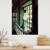 Glass Mortar en Pestle op Windows sill Poster (Keuken)