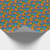 Glass Mosaic Quilt look: blauw, Oranje, roze, groe Cadeaupapier (Hoek)