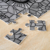 Glass Mosaic Skull, zwart wit Legpuzzel (Zijkant)