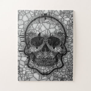 Glass Mosaic Skull, zwart wit Legpuzzel