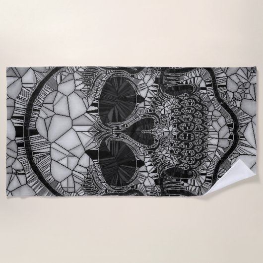 Glass Mosaic Skull, zwart wit Strandlaken (Voorkant)