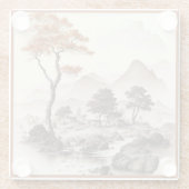 GLASS ONDERZETTER - A Village, Red Tree & Mountain (Achterkant)