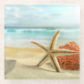 Glass Onderzetter-Beach Starfish Glazen Onderzetter (Voorkant)