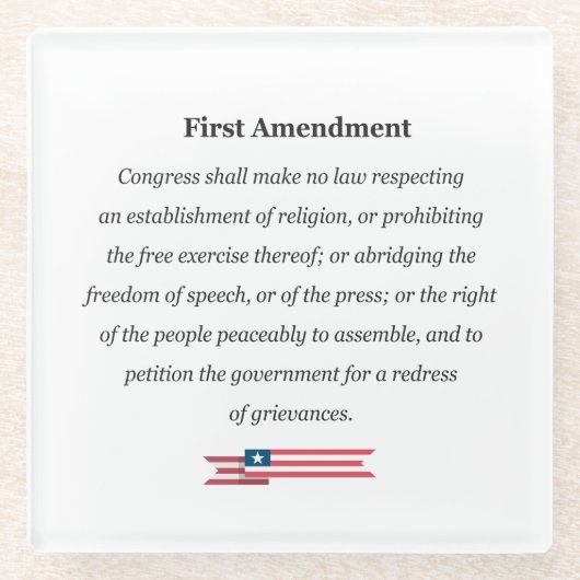 Glass Onderzetter First Amendment USA Glazen Onderzetter (Voorkant)